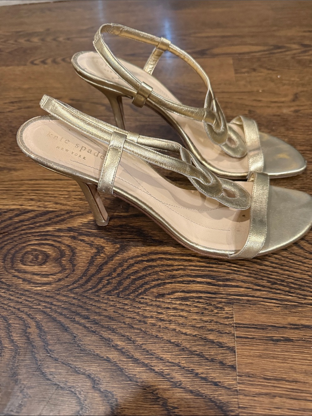 Kate Spade Gold Metallic Strappy Sandals Size 9 | Knot Detail